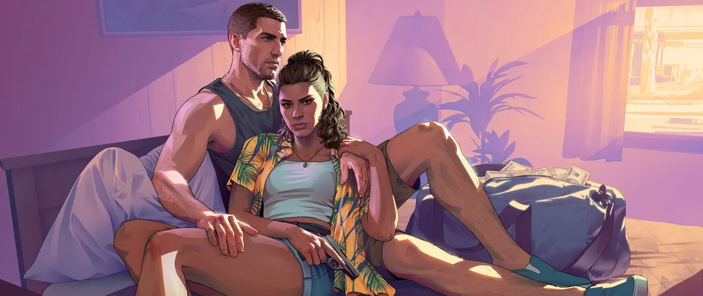 Jason and Lucia in a Leonida motel room. GTA 6 ships single-player.