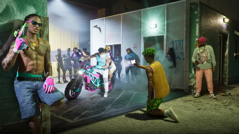 A car park at night, a bike doing a burnout, and a dozen phones filming it.