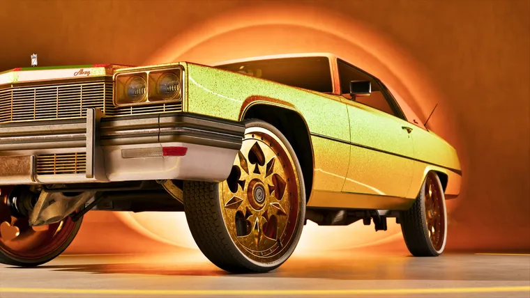 Candy paint, gold spoke wheels, hydraulics. The lowrider shop.